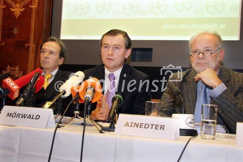 (C) fotodienst/Anna Rauchenberger - Wien 07.03.2007  - Rauchen: ÖsterreicherInnen laut OGM für Information statt Verbot. FOTO v.l.: Wolfgang Bachmayer (GF OGM), Dr. Toni Mörwald (Gastronom), Dr. Manfred Ainedter (Rechtsanwalt).