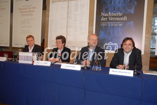 Salzburger Festspiele - Programmpräsentation 2007
Präsidentin Helga Rabl-Stadler, Intendant Jürgen Flimm, Schauspielchef Thomas Oberender, Musik Markus Hinterhäuser
www.siebinger.com
                            