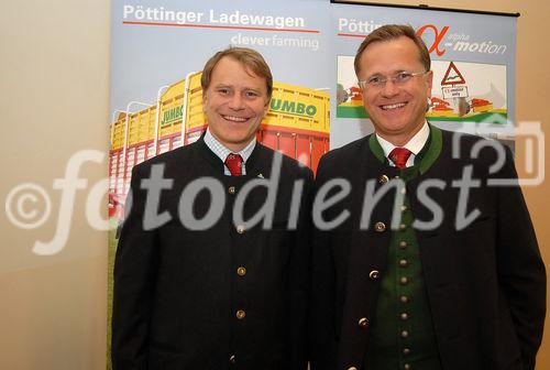 Der oberösterreichische Landmaschinenhersteller Pöttinger präsentierte auf der Rieder Messe seine erfreuliche Bilanz. Im Bild die Firmenchefs Klaus und Heinz Pöttinger.