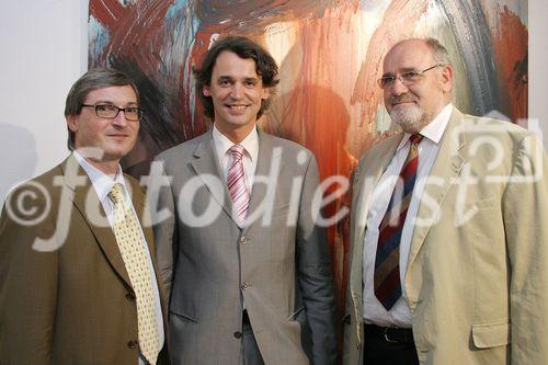 (C) fotodienst/Anna Rauchenberger - Wien 23.06.2006 - 15 Jahre Temmel, Seywald & Partner im Kunstraum in den Ringstraßengalerien. Foto: Galerist Hubert Thurnhofer mit Dr. Wilfried Seywald und Dr. Gottfried Marckhgott (Parlament).