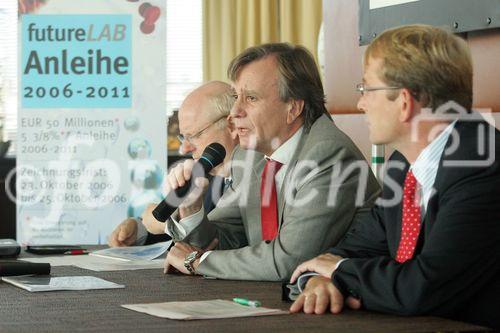 (C) fotodienst/Anna Rauchenberger - Wien 16.10.2006 - FUTURELAB Holding GmbH begibt öffentliche Unternehmensanleihe. FOTO v.l.: Christian Würtele (GF Futurelab), Univ. Prof. Dr. Michael Havel (GF Futurelab), Mag Christian Säckl (Head of Global Markets der RZB).