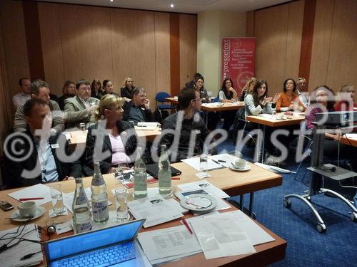 In der zweiten Woche ihrer Deutschland-Herbsttour machte das Workshop-Team von pressetext mit Wilfried Seywald, Alexander Wunschel und Michael Ehlers Station in Berlin, Stuttgart und München. Gastreferenten waren Stefanie Friedrichs (Berlin) und Dominik Walter (Stuttgart) von Landau Media sowie PR-Altmeister Gerhard Pfeffer (PR-Journal.de) in München. Die Teilnehmerinnen wurden mit zahlreichen Beispielen und Praxis-Tools 