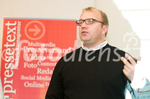  (C) fotodienst.at / Anna Rauchenberger - Wien, am 07.11.2011 - Web 2.0 für Pressearbeit und Unternehmenskommunikation Unternehmenskommunikation besteht nicht allein aus klassischer Pressearbeit und Suchmaschinenoptimierung, auch die boomenden Soziale Netzwerke können eingebunden werden. Nach dem ersten Einstieg geht es um die Formulierung einer professionellen Strategie, und darum, bei der Auswahl und Ressourcenplanung Prioritäten zu setzen. FOTO: Michael Ehlers, Media Coach: