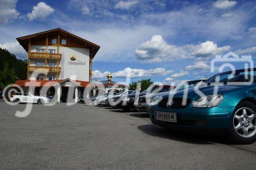 © Fotodienst / Adolf Seywald: Mercedes Cabrio Treffen 10. bis 13. Mai 2012 in Berg im Drautal. Liebhaber legendärer Sportwägen aus sieben Jahrzehnten trafen sich im Ferienhotel Glocknerhof zum Informations- und Erfahrungsaustausch.