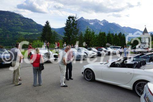 © Fotodienst / Adolf Seywald: Mercedes Cabrio Treffen 10. bis 13. Mai 2012 in Berg im Drautal. Liebhaber legendärer Sportwägen aus sieben Jahrzehnten trafen sich im Ferienhotel Glocknerhof zum Informations- und Erfahrungsaustausch.