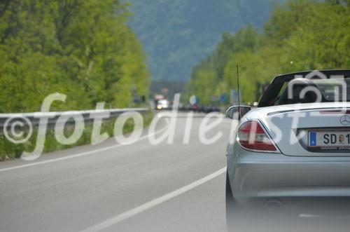 © Fotodienst / Adolf Seywald: Mercedes Cabrio Treffen 10. bis 13. Mai 2012 in Berg im Drautal. Liebhaber legendärer Sportwägen aus sieben Jahrzehnten trafen sich im Ferienhotel Glocknerhof zum Informations- und Erfahrungsaustausch.