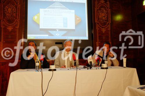 Pressegespräch: Oma- und Opa-Effekt: Werthaltung der Enkel wird durch Großeltern geprägt. Im Bild vlnr.: Dr. Franz Witzeling, Humaninstitut, CEO; Dr. Andreas Khol, Bundesobmann des Österreichischen Seniorenbundes; Mag. Daniel Witzeling, Leiter Humaninstitut Vienna