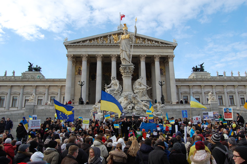 Euromaidan: Ukrainer in Wien zeigen sich solidarisch mit den Demonstranten in Kiew