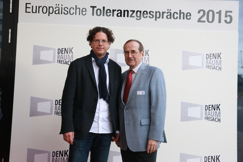Europäische Toleranzgespräche 2015: Empfang für die Denker und Philosophen am 21. Mai 2015 im Hotel Holiday Inn in Villach. Im Bild: Architekt Roland Gruber und DRF-Schatzmeister Albrecht Seyfried.