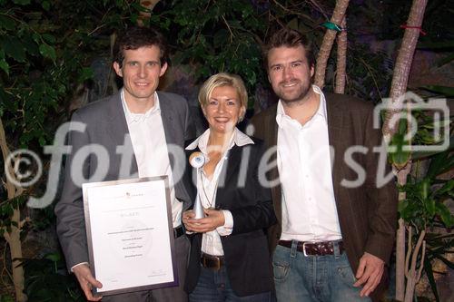 'Austrian Event Award 2005 - Preisträger': Bertrand Gosset; Mondi - Elisabeth Klepp; FCB - Christian Antos; FCB Events & PR - Foto: www.iManufaktur.at