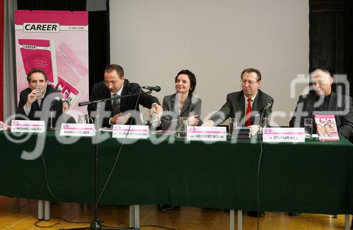 Bild vl.: Michael Walter (Wifi), Markus Gruber(Herausgeber), Heidrun Strohmeyer (Sektionschefin BM:BWK), Herbert Böhm, Othmar Hill (Hill International)
