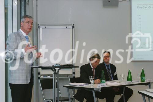 Bilanzmedienkonferenz Goldbach Media AG. Bild: Klaus Kappeler, Chief Executive Officer (CEO) der Goldbach Media AG; Peter A.C. Blum, Praesident des Verwaltungsrates der Goldbach Media AG; Mario Hrastnig, Chief Financial Officer (CFO) der Goldbach Media AG