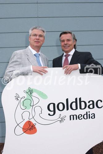 Bilanzmedienkonferenz Goldbach Media AG. Bild: Klaus Kappeler, Chief Executive Officer (CEO) der Goldbach Media AG; Peter A.C. Blum, Praesident des Verwaltungsrates der Goldbach Media AG