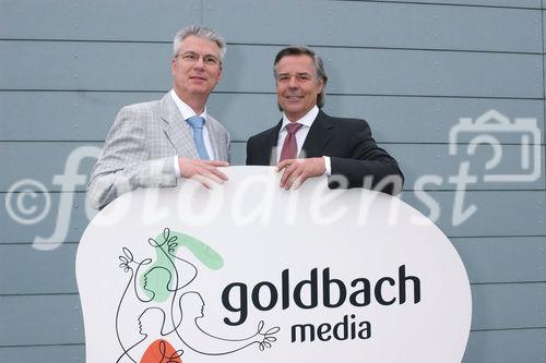 Bilanzmedienkonferenz Goldbach Media AG. Bild: Klaus Kappeler, Chief Executive Officer (CEO) der Goldbach Media AG; Peter A.C. Blum, Praesident des Verwaltungsrates der Goldbach Media AG