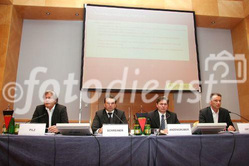 (C) fotodienst/Anna Rauchenberger - Wien 28.02.2007  - PALFINGER, der Weltmarktführer bei LKW-Knickarmkranen, erzielte im abgelaufenen Geschäftsjahr 2006 erneut einen Rekordumsatz und ein Rekordergebnis. FOTO v.l.: Ing. Wolfgang Pilz (Vorstand für Marketing und Vertrieb PALFINGER), Mag. Eduard Schreiner (Vorstand für Finanzen, PALFINGER), DI Wolfgang Anzengruber (Vorstandsvorsitzender PALFINGER), DI Herbert Ortner (Vorstand für Marketing und Vertrieb, PALFINGER).