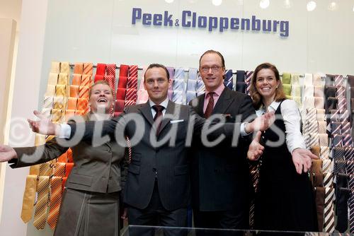Pressegespräch und Presseführung in neuer Peek & Cloppenburg Filiale in City Arkaden Klagenfurt anlässlich bevorstehender Eröffnung
vl: Sonja Heidemann, Johannes Regensburger (Storemanager) Marcus Kossendey (Managing Director Retail and Sales, P &C),  Kerstin Pooth (PR P&C)
