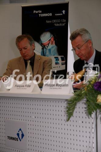 (C) fotodienst/ Marco Frauchiger - Biel 21.03.2006 – Bilanz-Medienkonferenz - Tornos Holding AG im Hotel Continental. Die Tornos-Gruppe bestätigt ihren Erfolg.  FOTO:  v.l Raymond Stauffer (CEO / Delegierter des Verwaltungsrates), François Froté (Präsident des Verwaltungsrates).