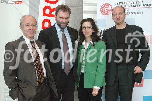 (c) Fotodienst / Daniel K. Gebhart - AustriaPro (WKO) veranstaltet den AustriaPro Exptertentag 2006 in Kooperation mit dem 2nd eBusiness Day der Österreichischen Computer Gesellschaft (OCG) - FOTO: DI Rudolf Bauer, A.O. Univ. Prof. Dr. Karl Fröschl, A.O. Univ. Prof. Dr. Christine Strauss, Dr. Hans Zeger