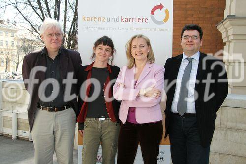 (C) fotodienst/Anna Rauchenberger - Wien 20.03.2006 - Strukturelle Väter-Karenz und Mütter-Karrieren im europäischen Vergleich: Was lockt die neuen Väter an den Herd? FOTO v.l.: Ingolfur Gisláson (Leiter des Centers für Gender Equality in Rejkawik, Island), Elli Scambor, (Männerberatungsstelle Graz), Mag. Manuela Vollmann (GF abz.austria Chancen für Frauen - Chancen der Wirtschaft), Mag. Arthur Forstner (Prokurist der waff PM GesmbH).