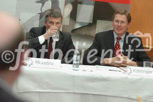 (c) Fotodienst / Daniel K. Gebhart - Quehenberger Logistik AG & Co KG: Jahres Pressekonferenz - Foto: Klaus Hrazdira (Vorstandsvorsitzender), Hermann Kï¿½ltringer (Stellvertretender Vorstand)