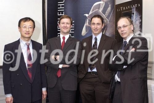 Stiftung Pfizer Forschungs-Preis verleiht in Zuerich Preise 2007 fuer Medizin. Bild: Preistraeger aus Lausanne, Dr. Qing Wang, Dr. Andrea Domenighetti, Dr. Daniel Huber, Dr. Ron Stoop