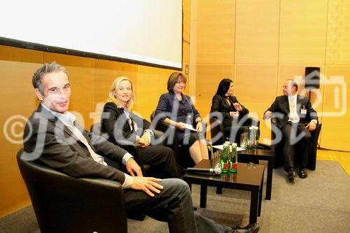 31. Österreichischer Controllertag, ControllerLounge 11.11.2009 (c) Julia Fuchs, Podiumsdiskussion v.l.n.r.: Dr Rainer Gross, Mag. Brigitte Magnet, Johanna Zugmann, Dr. Rita Niedermayr, Dr. Werner Lanthaler