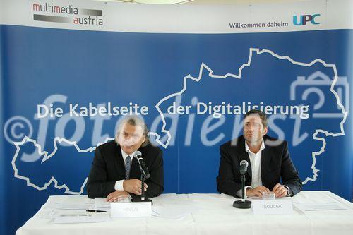 (C) fotodienst/Anna Rauchenberger - Wien 22.06.2006 - Digitales Antennenfernsehen wird nicht nur für die 11% Benutzer teuer, sondern für alle ORF-Gebührenzahler. FOTO v.l.: Thomas Hintze (Präsident Mulitmedia Austria, Vorsitzender der Geschäftsführung UPC Austria) und Gustav Soucek (Generalsekretär Mulitmedia Austria, Vice President UPC Austria, Communication & Human Resources).