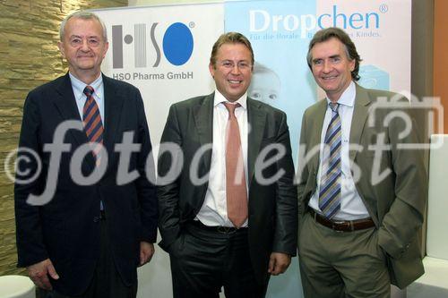 (C) fotodienst/Anna Rauchenberger - Wien 23.06.2006 - Das neue Probiotikum 'Dropchen' unterstützt die Entwicklung der Darmflora von Kleinkindern wodurch Kinder sich wohler fühlen und ruhiger schlafen. FOTO v.l.: Univ.-Prof. Dr. Frank M. Unger (Lt. Forschung und Entwicklung HSO-Pharma Ges. mbH), Helmut Essl (Geschäftsführender Gesellschafter, HSO Pharma GmbH), Prim. Univ.-Prof. Dr. Karl Zwiauer (LKH-St. Pölten, Lt. Kinderabteilung).
