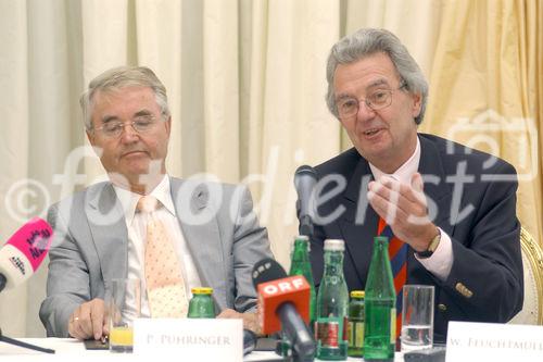 Pressegespräch über die Generalsanierung des Theaters und deren Finanzierung. Foto: v.l. DI Peter Pühringer (Palais Coburg GmbH), Dr. Wolfgang Feuchtmüller ( Bank Austria Creditanstalt)                               