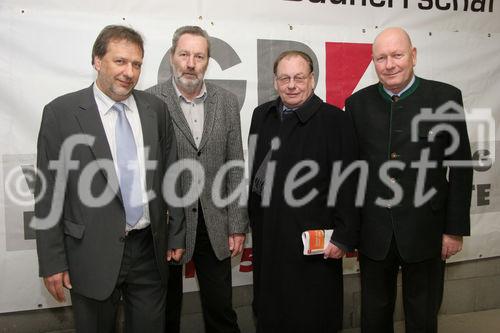 (C) Fotodienst/Anna Rauchenberger - 09.01.2008 - Wien - Die Wohnbauvereinigung für Privatangestellte (WBV-GPA) feierte heute gemeinsam mit der Baufirma und allen Arbeitern die Dachgleiche in der Quellenstraße 48 im 10. Wiener Gemeindebezirk. FOTO: Mag. Michael Gehbauer (GF der Wohnbauvereinigung für Privatangestellte), Josef Kaindl (Bezirksvorsteher-Stellvertreter für den 10. Bezirk), Walter Zwiauer (Vorstandsvorsitzender der GPA Privatstiftung), Ing. Peter Jedlizka (GF ÖSTU-STETTIN).
