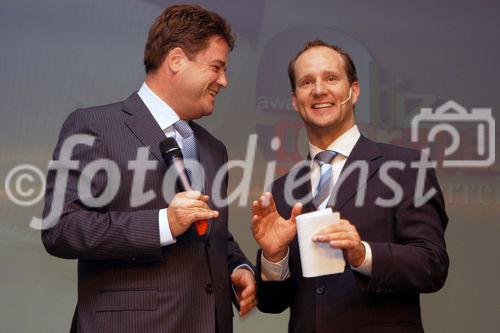 (C)fotodienst/Mag. Daniel Katzinger - Wien 05.10.2006,Heute fand im Festsaal der Telekom Austria die Preisverleihung des vom  Report Verlag initiierte ebiz egovernment award 2006 statt. Foto v.l.: Hofrat Fred Vavrousek ( Bereichsleiter für Stadtkommunikation und Medien der Stadt Wien), Matthias Strolz (Moderator)