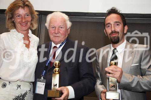 (C) fotodienst/Gudrun Krieger - Wien 6.10.2009 -IMA-Awardverleihung und Sektempfang am Messestand; Foto: Christine Opitz (Vorstand I.M. Austria)
KR Walter Dermuth (Präsident Kärntner Messen), Christoph Berndl (Chefred. Messe & Event)