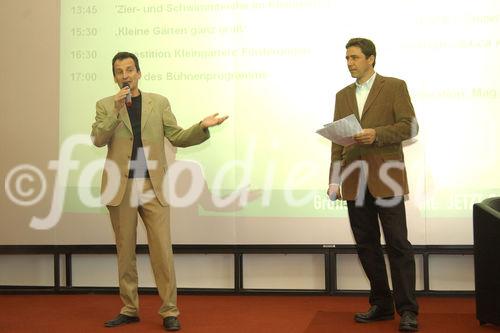 Wirtschaftsfaktor Kleingärten: Foto v.li: Gemeinderat Christian Oxonitsch ; Moderator Mag. Martin Patak (Sportjournalist - sportmedia marketing GmbH)                                                     