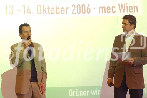 Wirtschaftsfaktor Kleingärten: Foto v.li: Gemeinderat Christian Oxonitsch ; Moderator Mag. Martin Patak (Sportjournalist - sportmedia marketing GmbH)                                                     