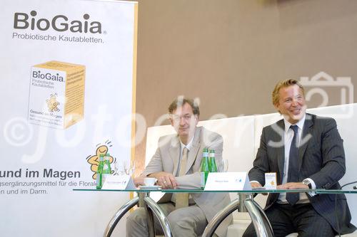 Lactobacillus reuteri Protectis, die natürliche probiotische Nahrungsergänzung. Foto v.li.na.re: Prim.Dr.Christian Sebesta (Ärztl. Direktor - SMZ Donauspital); Helmut Essl (CEO)