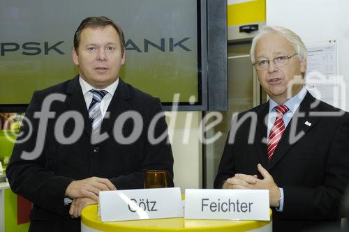 v.li.n.re. Dr. Herbert Götz (Vorstandsvorsitzender Öst.Post AG),Mag. Manfred Feichter (Finanzdienstleistung Post AG).