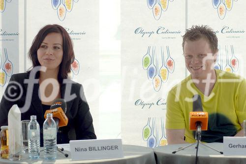 Presseinformation Olymp Culinaric: Das Galadinner zumNetworking
Foto v.li.na.re: Nina Billinger (Olympp Culinaric Geschäftsführerin); Gerhard Fuchs (Österreichs Koch des Jahres 2004)