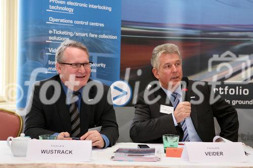 (C) fotodienst/Anna Rauchenberger - Wien 07.02.2008  - Thales Rail Signalling Solutions: Innovative Eisenbahn-Lösungen für sicheren Transport auf Europas Schienen. FOTO v.l.: Klaus Wustrack (Vice President Communications, Security Solutions & Services, Paris), DI Dr. Alfred Veider (GF der Thales Rail Signalling Solutions GesmbH, Wien).