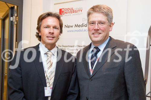 (C)fotodienst/Anna Rauchenberger Wien, 01.12.2010 -  Die Fachgruppe Unternehmensberatung und IT der Wirtschaftskammer Wien in Kooperation mit Conect Eventmanagement GmbH lud heute zu ‚Entwicklung des internationalen Software- und IT-Diensleistungsmarktes’ in das Suite Hotel am Kahlenberg. Ziel des Events ist es, Entscheidungsträgern aus Politik, Wirtschaft, IT und Wissenschaft einen Überblick über die Entwicklung des internationalen Software und IT Dienstleistungsmarktes zu geben. FOTO v.l.: Prof. DDr. Arno Scharl, Vice President, Head of DepartmentMODUL University Vienna, KommR Robert Bodenstein, CMC, Obmann der Fachgruppe Unternehmensberatung und Informationstechnologie