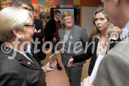 EUROPEAN YEAR OF VOLUNTEERING EYR LUXEMBOURG. Marie Josee Jacobs (L), Luxembourg Family and Integration minister, Krisztina Szabo (R) during the Opening of EYV 2011 in Luxembourg. 16 february 2011. Photo/NICOLAS BOUVY