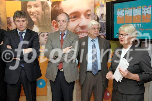 EUROPEAN YEAR OF VOLUNTEERING EYR LUXEMBOURG. Marie Josee Jacobs (R), Luxembourg Family and Integration minister during the Opening of EYV 2011 in Luxembourg. 16 february 2011. Photo/NICOLAS BOUVY