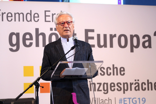 Europäische Toleranzgespräche, Eröffnungstag am 6. Juni 2019 im Kärntner Bergdorf Fresach. Im Bild: Hannes Swoboda, Präsident des Kuratoriums der Toleranzgespräche.
