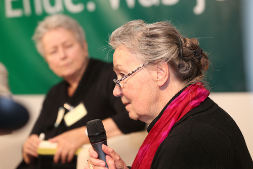 Europaforum der Toleranzgespräche am 25. Mai 2023. Im Bild Nachhaltigkeitsforscherin Christine Ax und Theologin Barbara Rauchwarter.