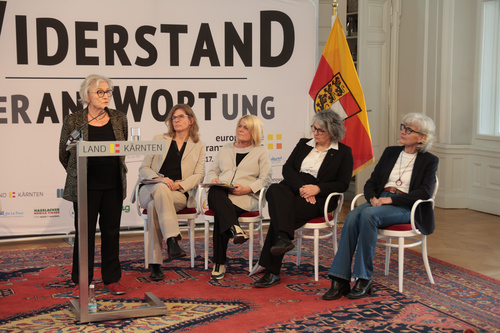Das Programm der Europäischen Toleranzgespräche 2026 wurde am Donnerstag, 19. März, im Spiegelsaal der Landesregierung in Klagenfurt vorgestellt. Im Bild v.l.n.r.: Dr. Irmgard Bohunovsky (Historikerin), Dr. Astrid Körner (Diakonie de La Tour), Vizebürgermeisterin Mag. Gerda Sandriesser, Stadt Villach, Mag. Andrea Mattioli (Superintendentin der Evang. Diözese Kärnten und Osttirol) und Mag. Margarethe Prinz-Büchl (Vorstandsmitglied Denk.Raum.Fresach)