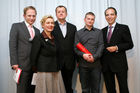(C) fotodienst/Anna Rauchenberger - Wien, 17.11.2008 - Henkel Central Eastern Europe: Preisverleihung des HENKEL ART.AWARD. 2008. FOTO v.l.: Paul Kraker (Moderator, ORF), Mag. Jutta Pichler (Direktorin, Karikaturmuseum Krems), Mag. Gerhard Kowar (Direktor, Kulturkontakt Austria), Miha Strukelj (Slowenien, Preisträger Henkel Art.Award.2008 in der Kategorie 'Künstlerische Zeichnung'), Mag. Günter Thumser (Präsident, Henkel Central Eastern Europe)