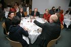 Die luxemburgisch-österreichische Gesellschaft und die luxemburgische Botschaft luden zu einem exklusiven Diner mit Sterneköchin Lea Linster ins Wiener Modul ein. Foto: im Uhrzeigersinn beginnend beim Herrn mit roter Krawatte: Botschafter Marc Thill, Anita von Hohenberg, Botschafterin Arlete Conzemius, Prof. G. Weber, Malou Thill, Silke Szatecuy, Ginette Griesbach (Präs. d. luxemburgisch-österreichischen Gesellschaft)