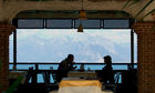 Turkey, Antalya, historic old harbour, restaurant, view over the ocean, the bay to the mountains. Restaurant mit fantastischer Aussicht über die Bucht und zu den Bergen im alten historischen Hafen von Antalya an der Türkischen Riviera . Sehenswürdigkeit. Touristen-Attraktion.