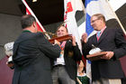 (C) fotodienst/Anna Rauchenberger - Grafenegg, 16.08.2008 - Siegerehrung der Pflüger WM in Grafenegg. BM Pröll, Bernhard Altmann (Österreich, verdeckt), Samuel Gill (Nordirland) und Matti Rautiainen (Finnland).