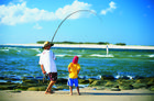 Fishing at Bulcock Beach, Caloundra, 
