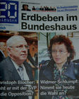 20 Minuten: Wer wird Bundesrat/rätin? Am Tag danach ist es klar. Blocher wurde vom Parlament abgewählt. Die SVP ist nun in der Regierung vertreten und betreibt eine abstruse Oppositionspolitik. 
Who is goint to be the next swiss 